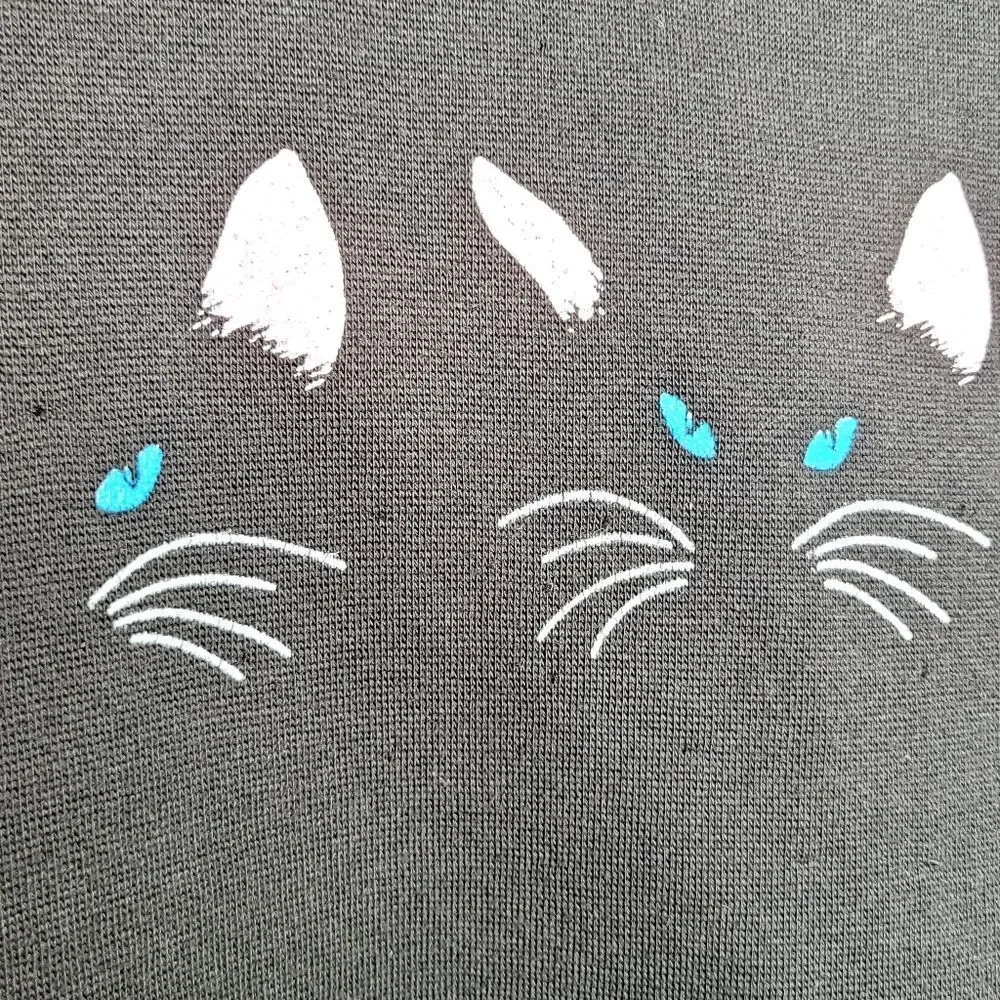 Vintage‎ 80s Acton Cat Face Printed Sweatshirt Size Large